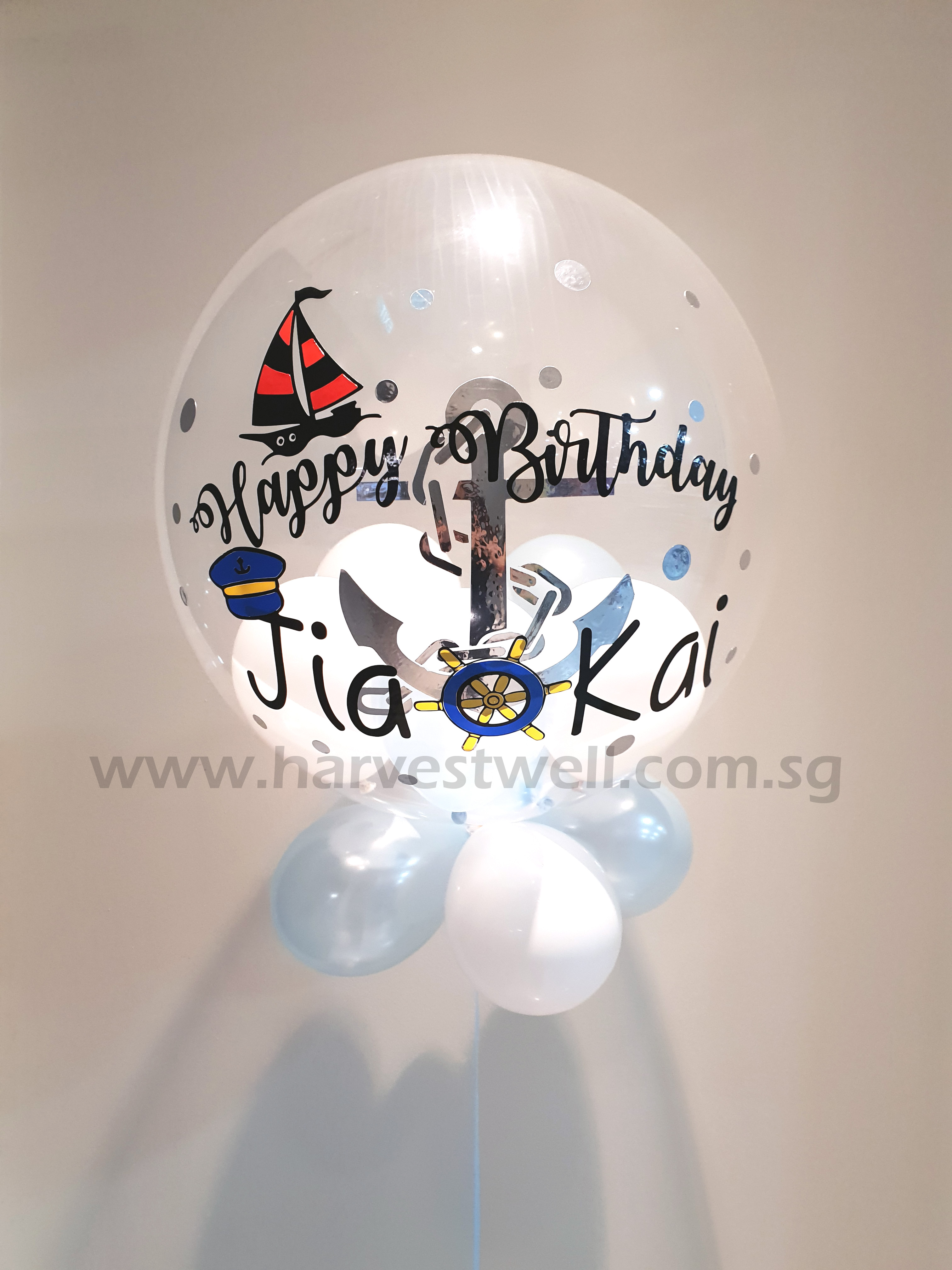 Personalised Nautical Theme Bubble Balloon Personalised Nautical Theme Bubble Balloon